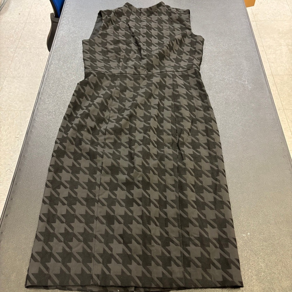 Ann Taylor Houndstooth‎ Mock Neck Sleeveless Sheath Dress Women Size 4 Career